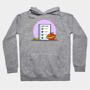 Diet List, Apple, With Pencil Cartoon Vector Icon Illustration Hoodie